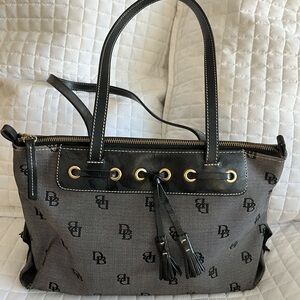 Dooney & Bourke Black and Gray Signature Logo Shoulder Bag